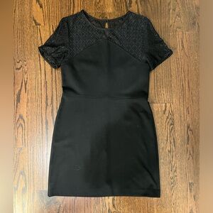 Black sheer top mini shift dess